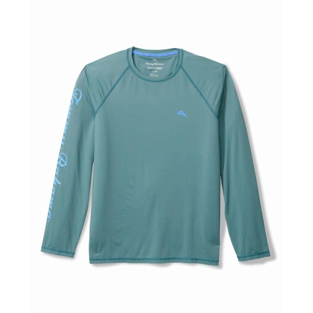NEW TOMMY BAHAMA men's chill time surf crew long sleeve rash guard in seven seas